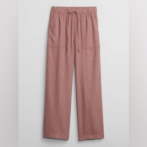 Gap Pink Linen-Blend Wide-Leg Pull-On Pants
